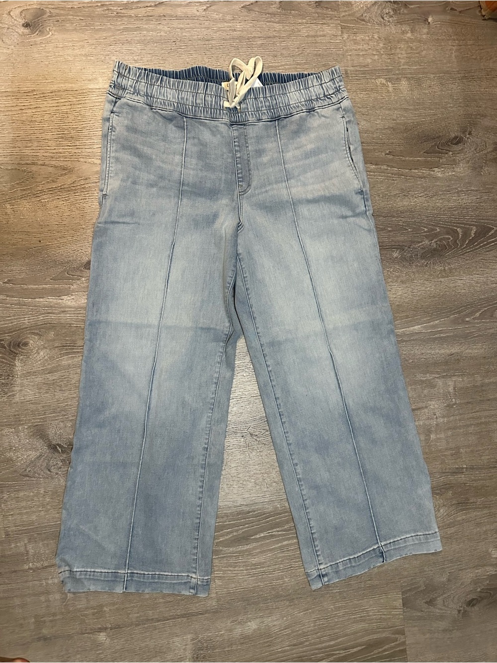 UpWest Light Wash Denim Wide Leg Jogger Pants Size XL NWT